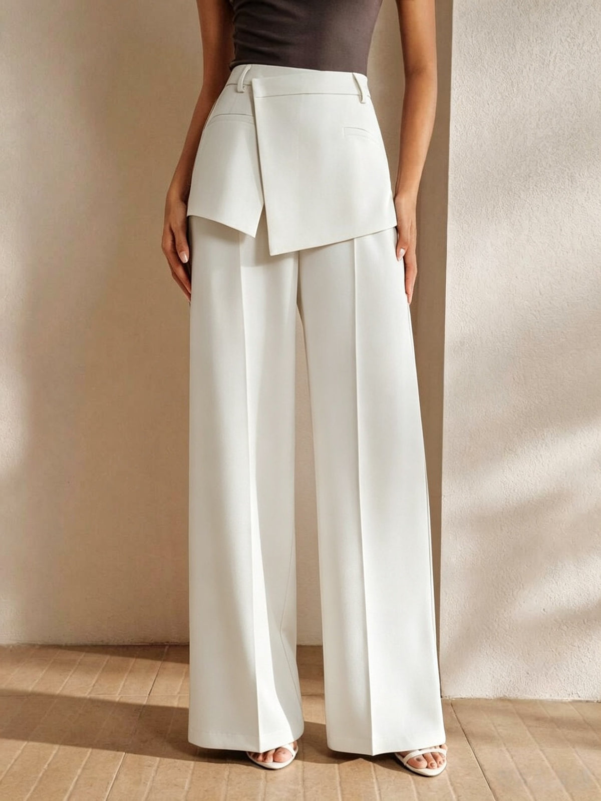 Women's High Waist Wide Leg Layered Corset Dress Pants