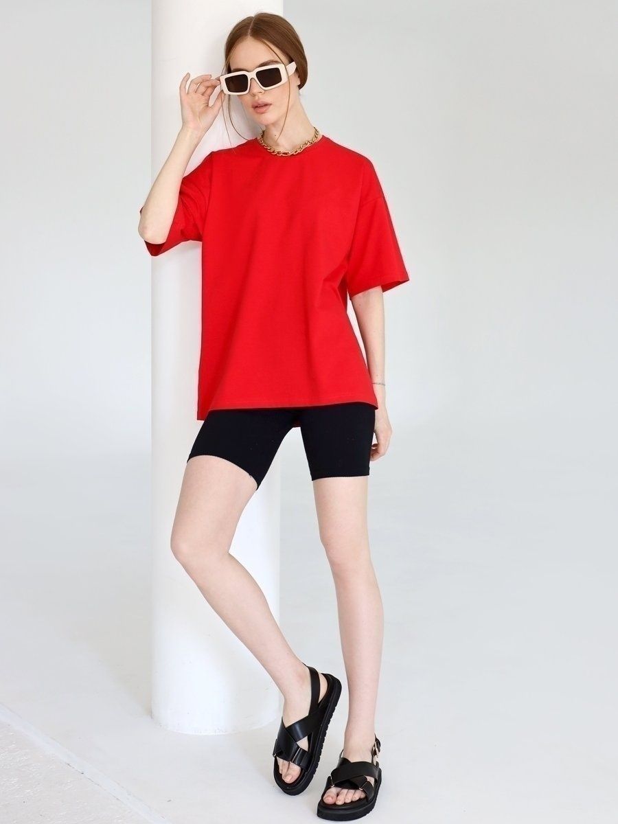Solid Oversized T Shirt Loose Fit Crewneck Casual Tee