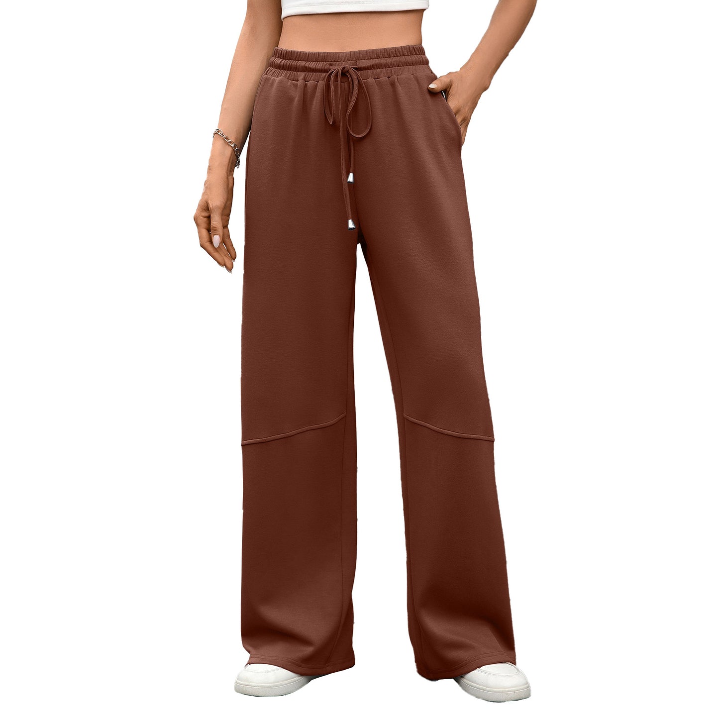 High-Waist Drawstring Wide-Leg Pants | Comfortable Casual Trousers