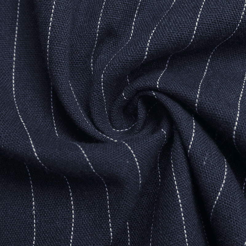 Pinstripe Woven Jumpsuit Workwear Halter Wide Leg