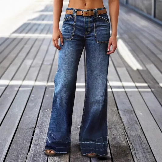 Washed Denim Jeans Vintage High Waist Wide Leg