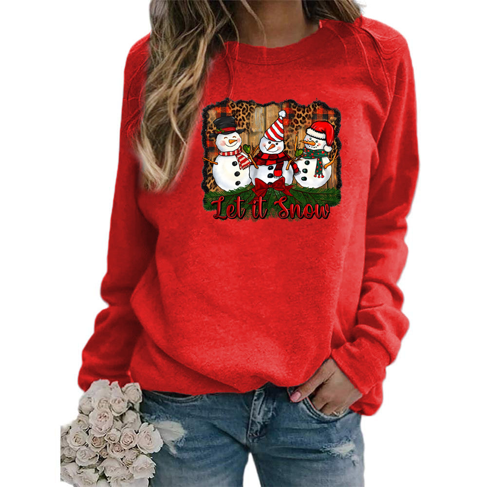 Womens Let It Snow Snowman Graphic Sweatshirt