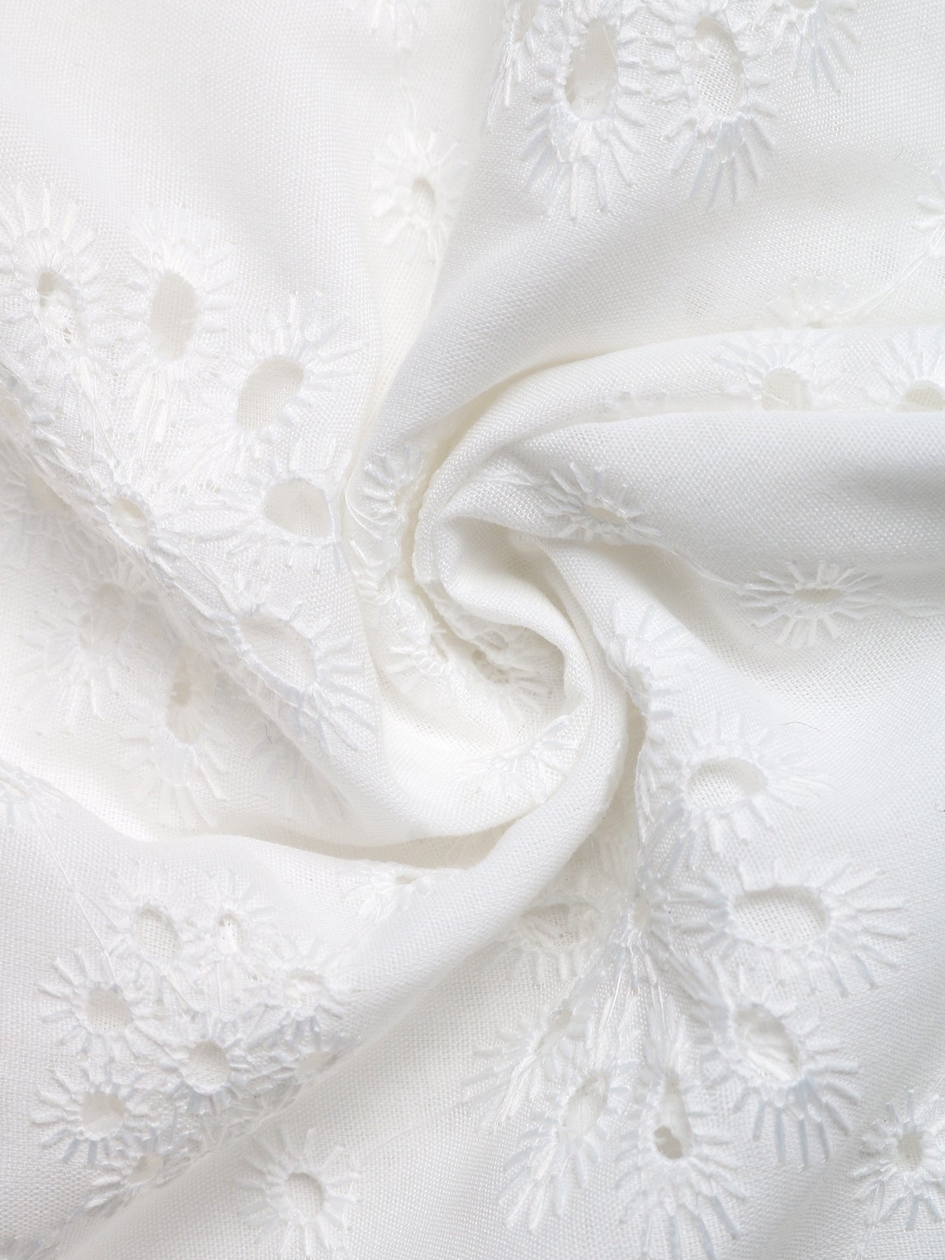 White Eyelet Ruffle Sleeve V Neck Button Blouse