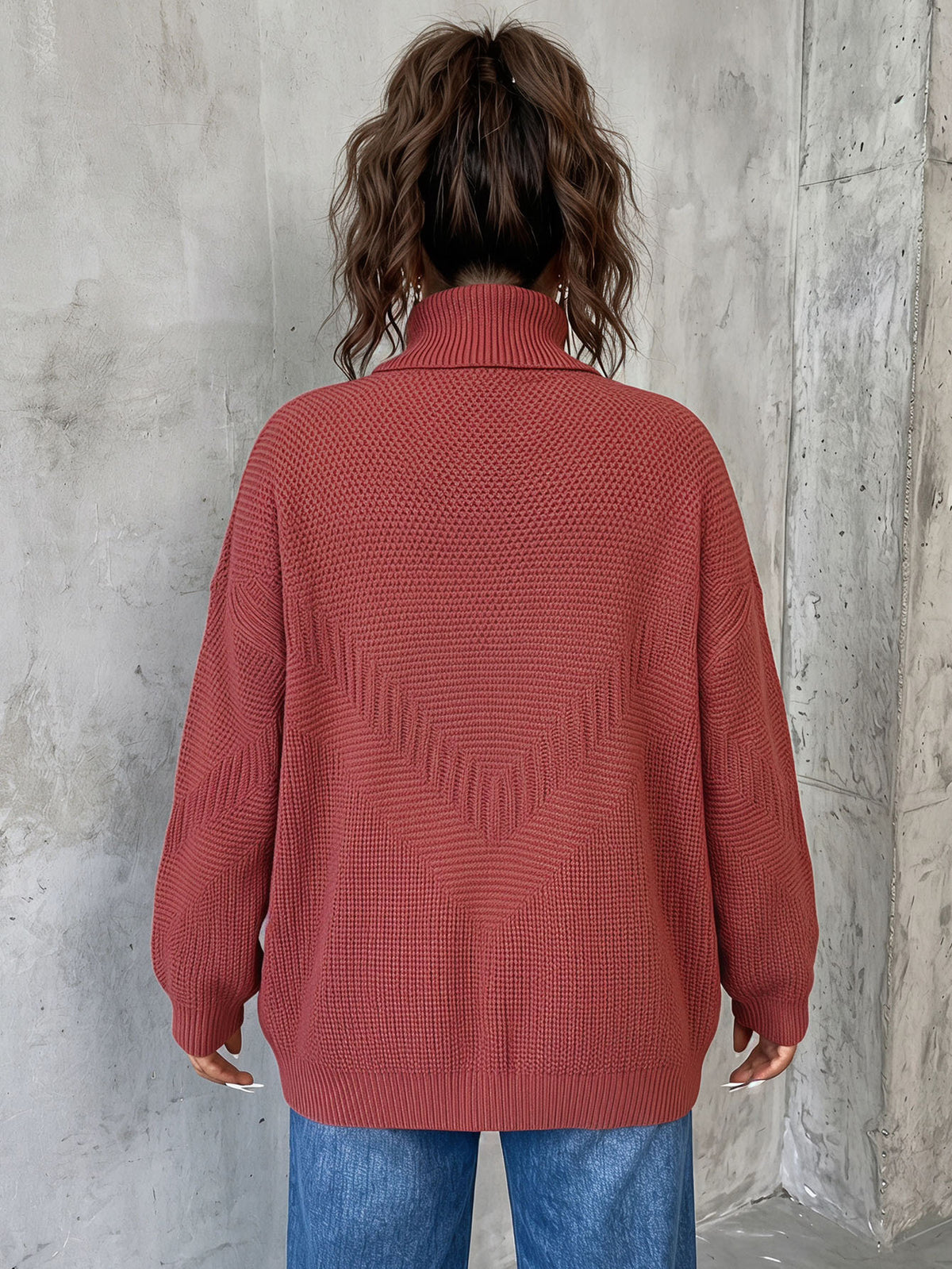 Women's Oversized Turtleneck Sweater Chunky Knit Pullover
