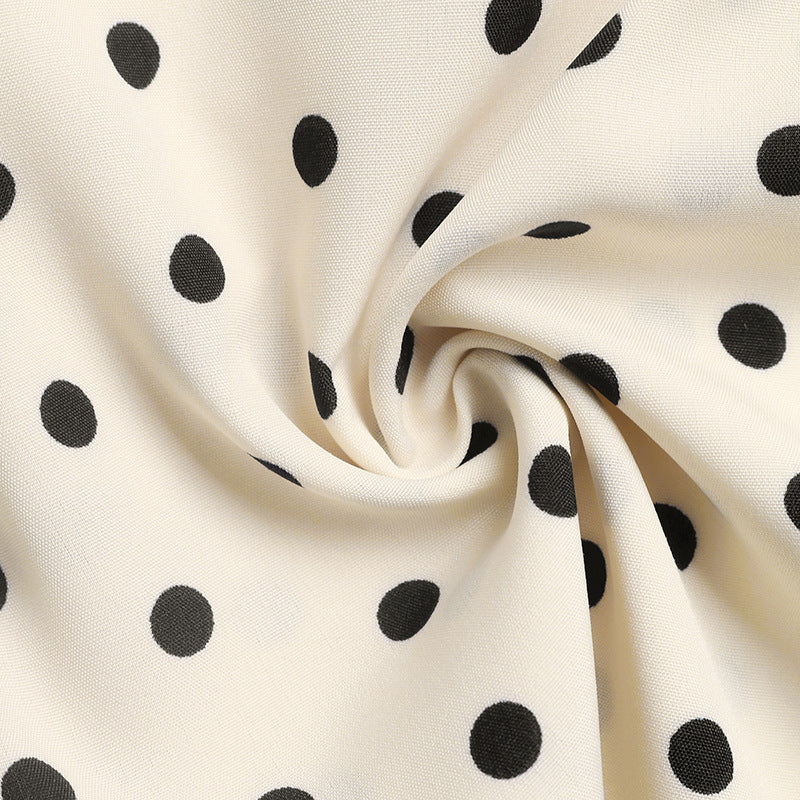Chic Satin Blouse & Polka Dot Midi Skirt Two Piece Set