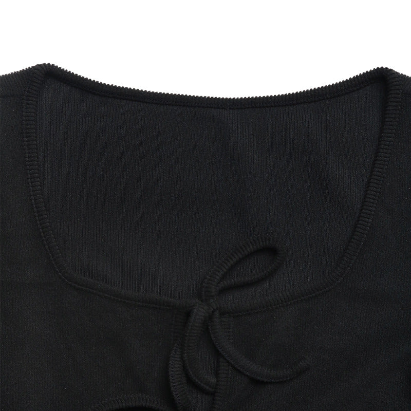 Sexy Tie Front Long Sleeve Jumpsuit with Flare Legs