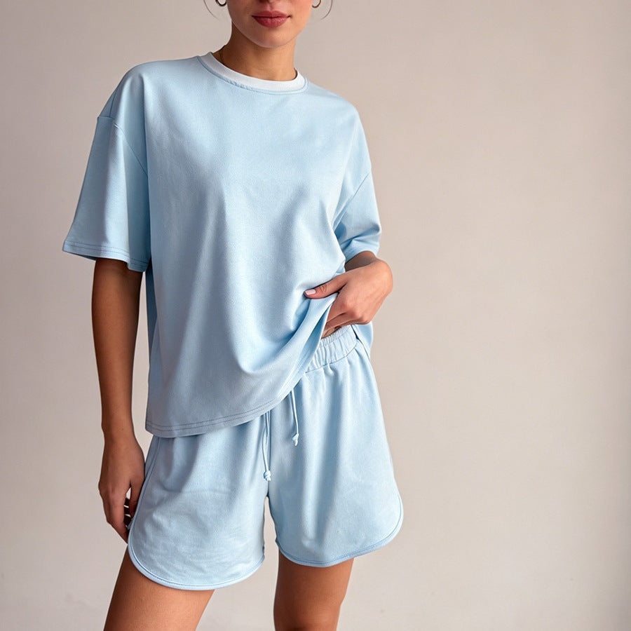 Two Piece Shorts Set, Oversized Tee & Drawstring Shorts
