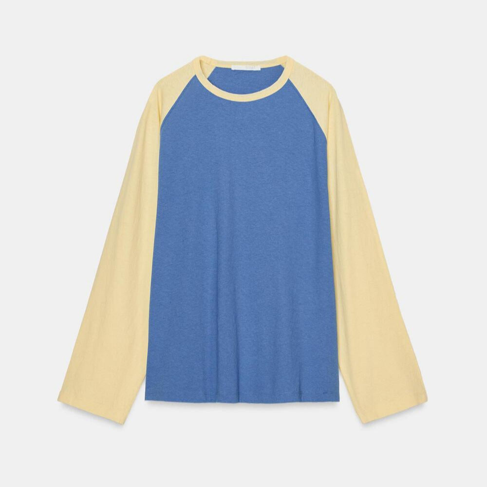 Women's Oversized Color Block Raglan Long Sleeve Cotton Tee