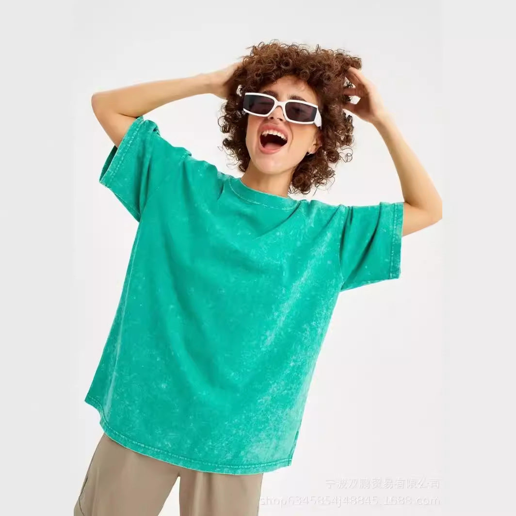 Vintage Washed Cotton Oversized Short Sleeve Tee