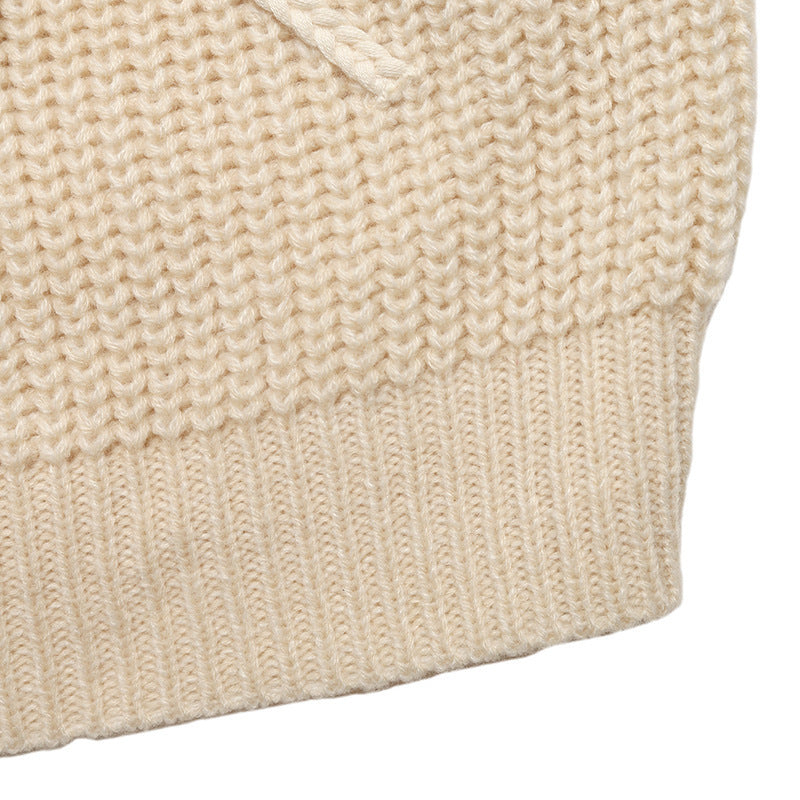 Bow Detail Knit Cardigan Sweater Button Front Casual Top