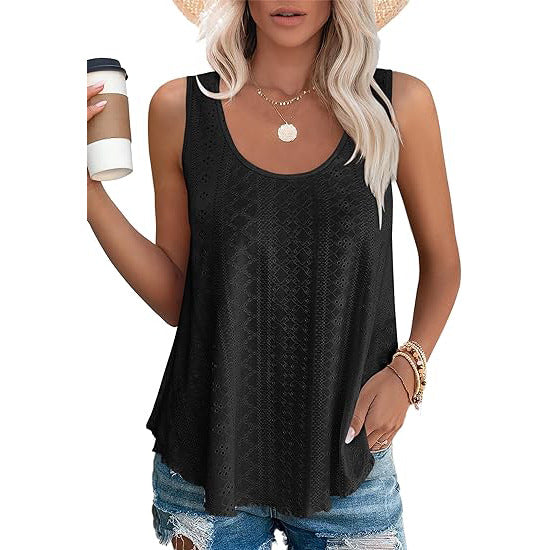 Women's Summer Loose Fit Round Neck Sleeveless Vest Top