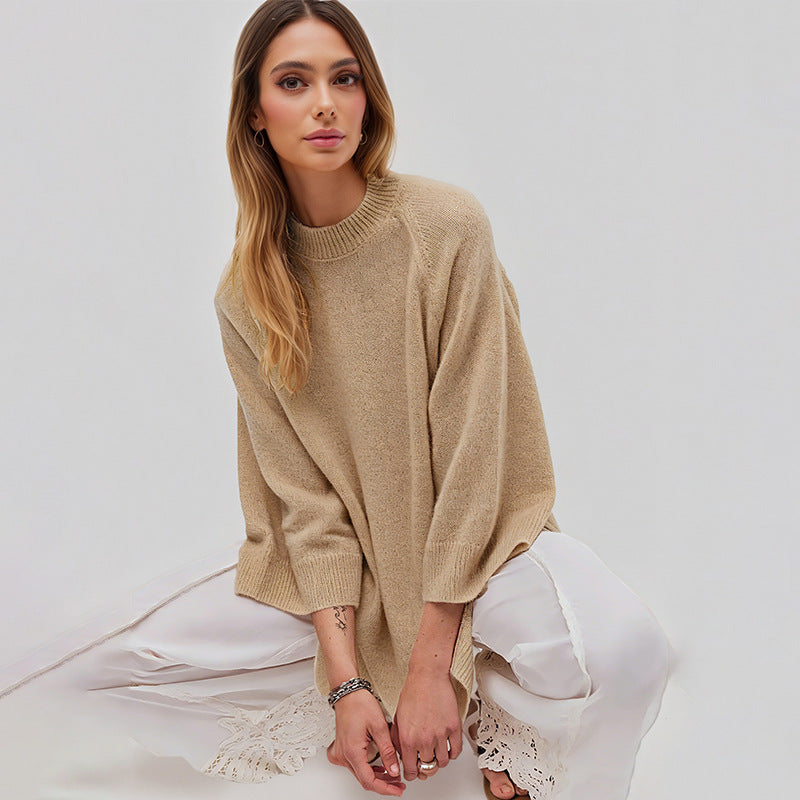 Oversized Crew Neck Knit Sweater Casual Loose Pullover Top