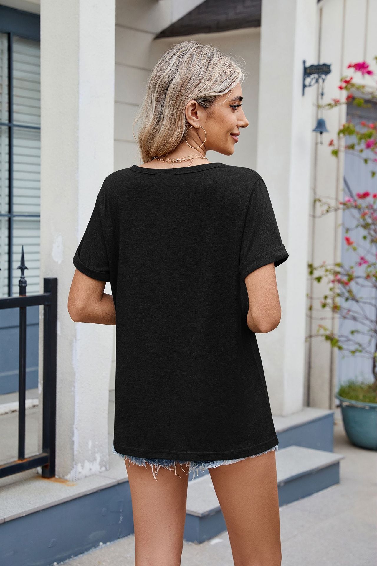 V-Neck Loose Short Sleeve T-Shirt