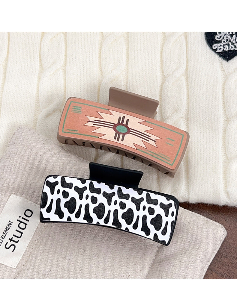Western Cowgirl Hair Claw Clip, Retro Graphic Print