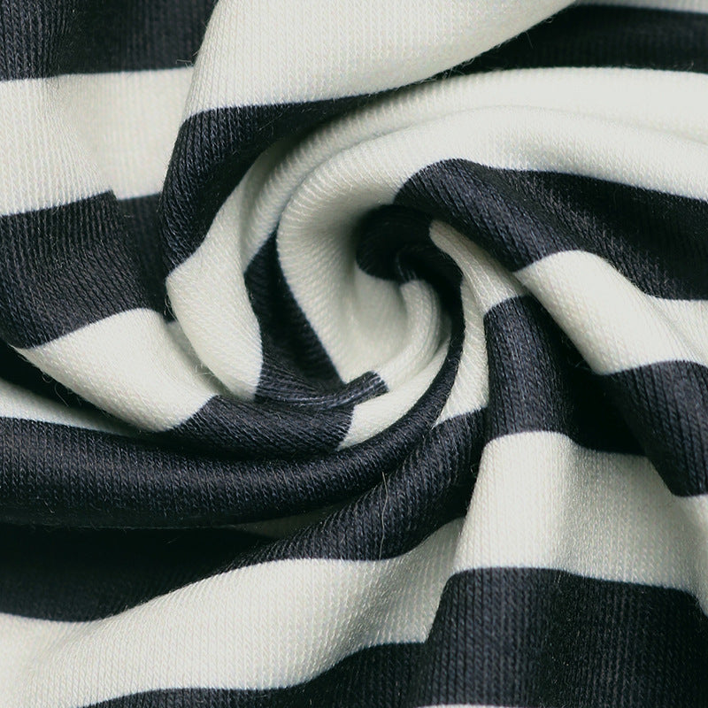 Striped Sweatshirt Terry Top Trendy Bow Detail Boutique Style