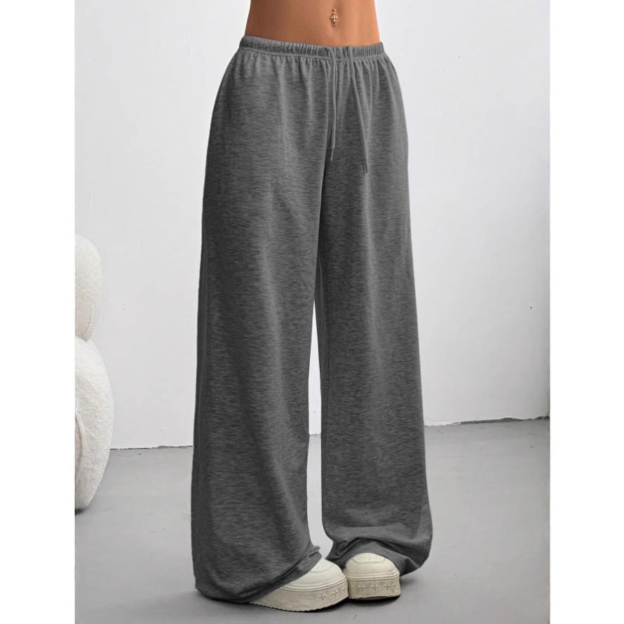 Drawstring Elastic Waist Wide Leg Casual Pants
