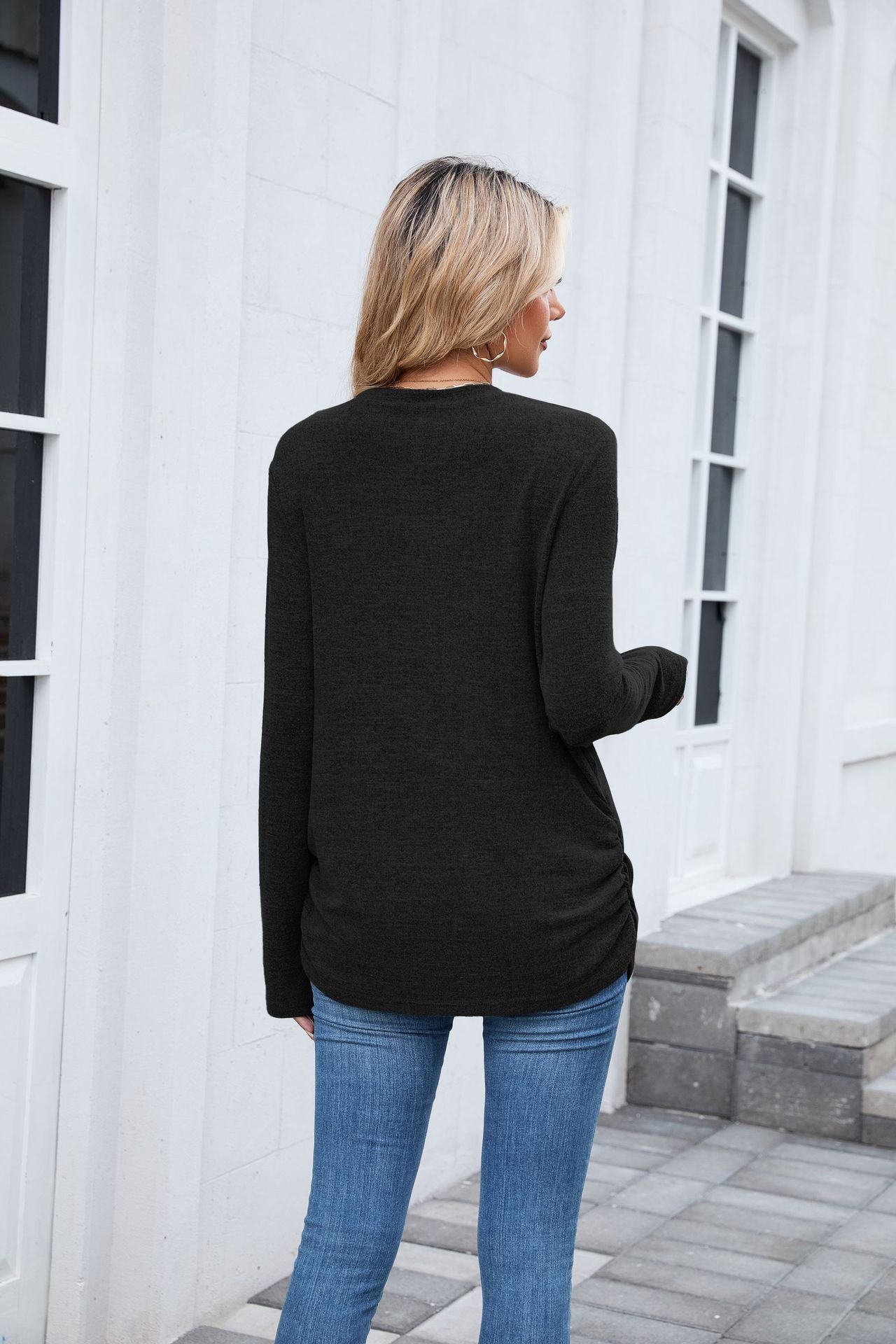 Soft Long Sleeve Round Neck Tunic Top | Loose Fit Casual Shirt for Women