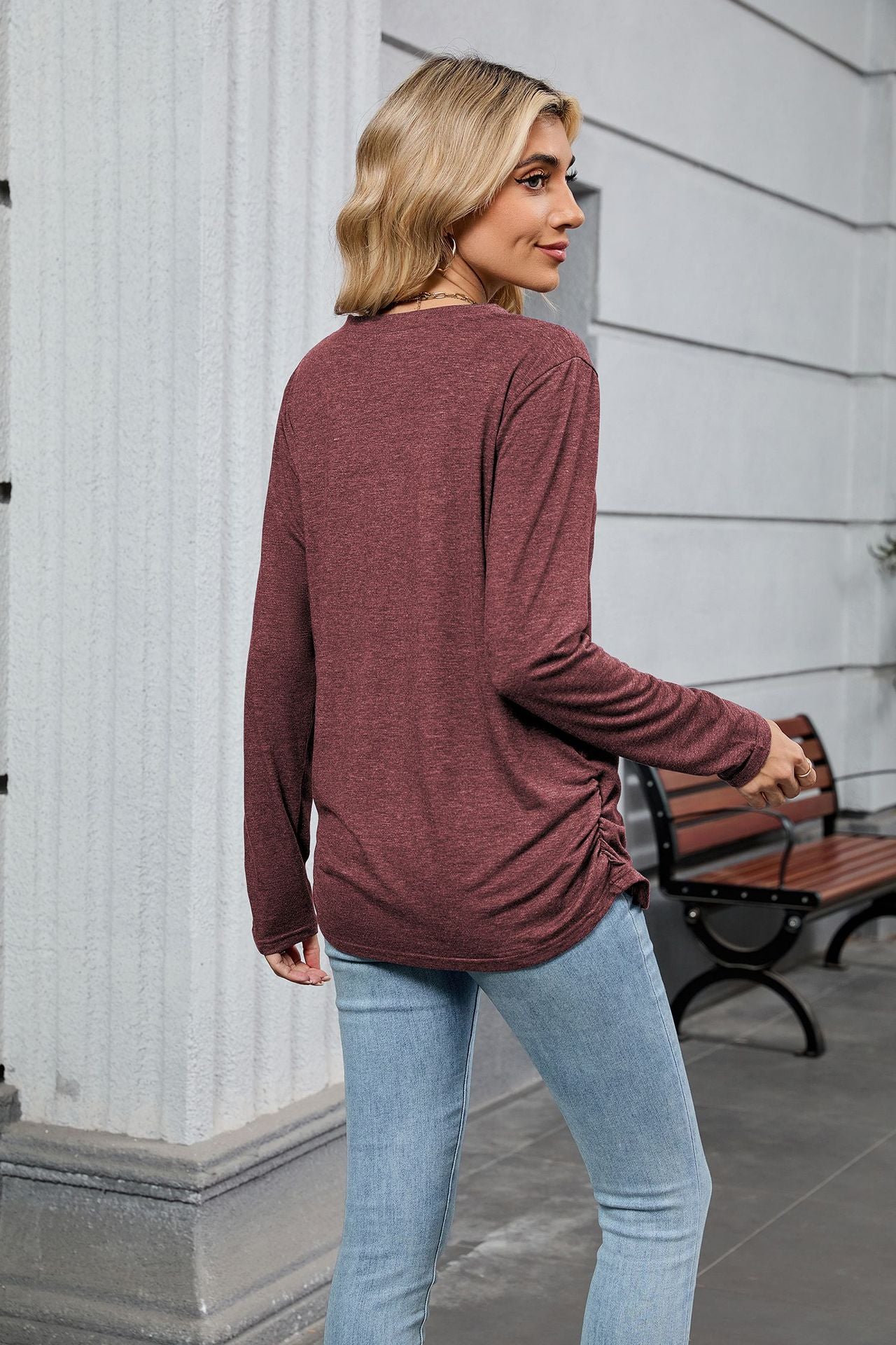 Soft V-Neck Long Sleeve Tunic Tee | Casual Fall Top