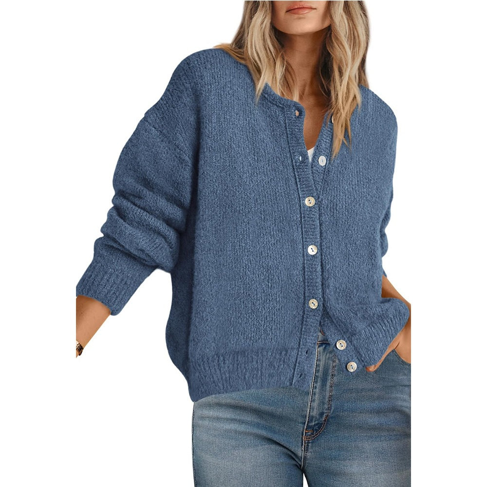 Textured Knit Button Front Cozy Cardigan