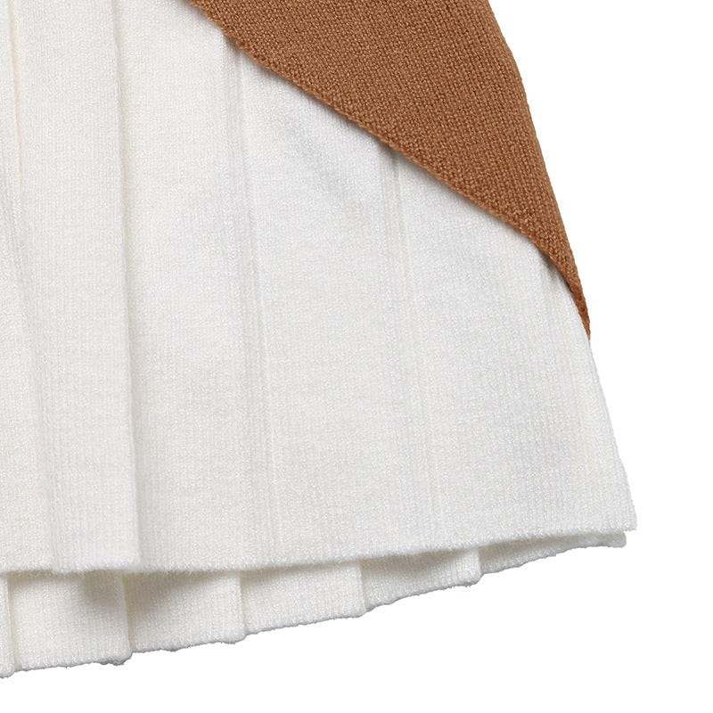 Colorblock Knit Sweater Elegant Button Trim Top