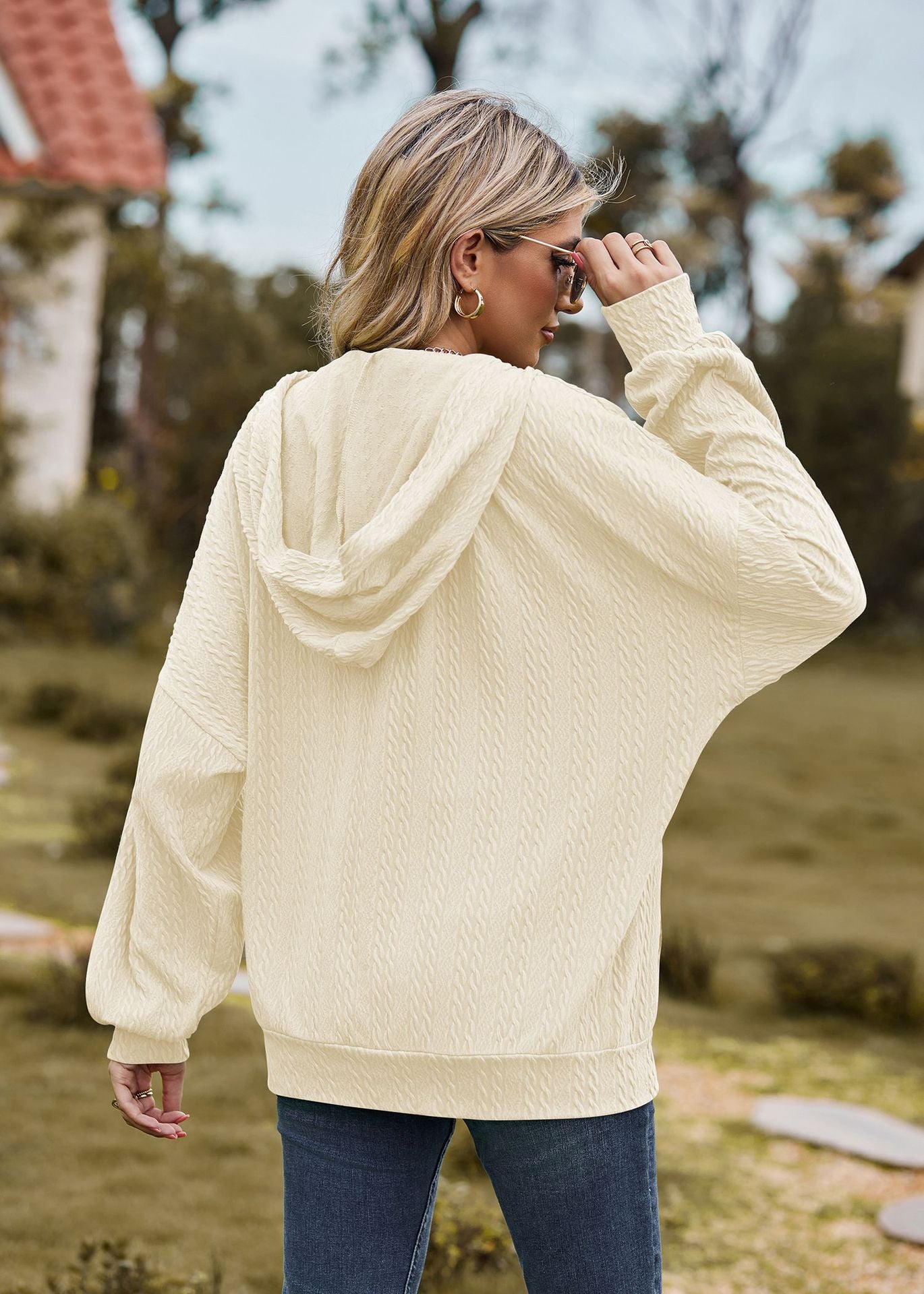 Womens Oversized Zip Up Hoodie Jacket with Pockets