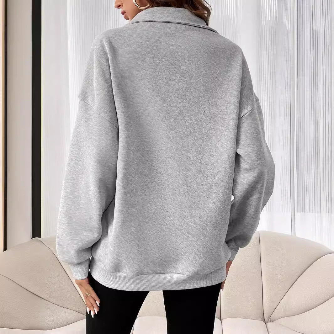 Cozy Quarter-Zip Pullover Sweatshirt Women Relaxed Fit