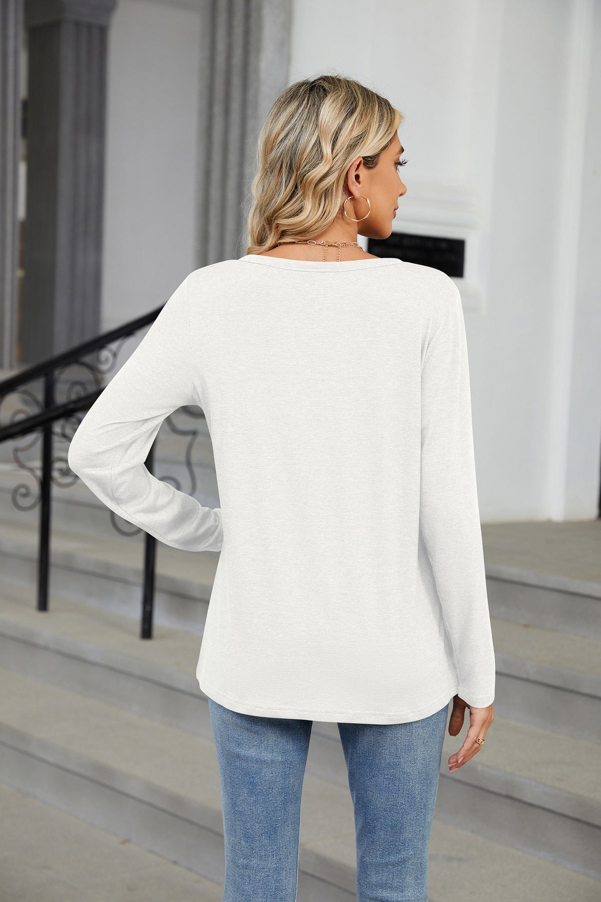 Women's Oversized V Neck Long Sleeve Tunic Top