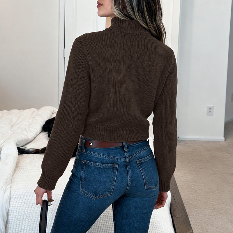 Women's Vintage Western Horse Zip Up Cardigan Sweater
