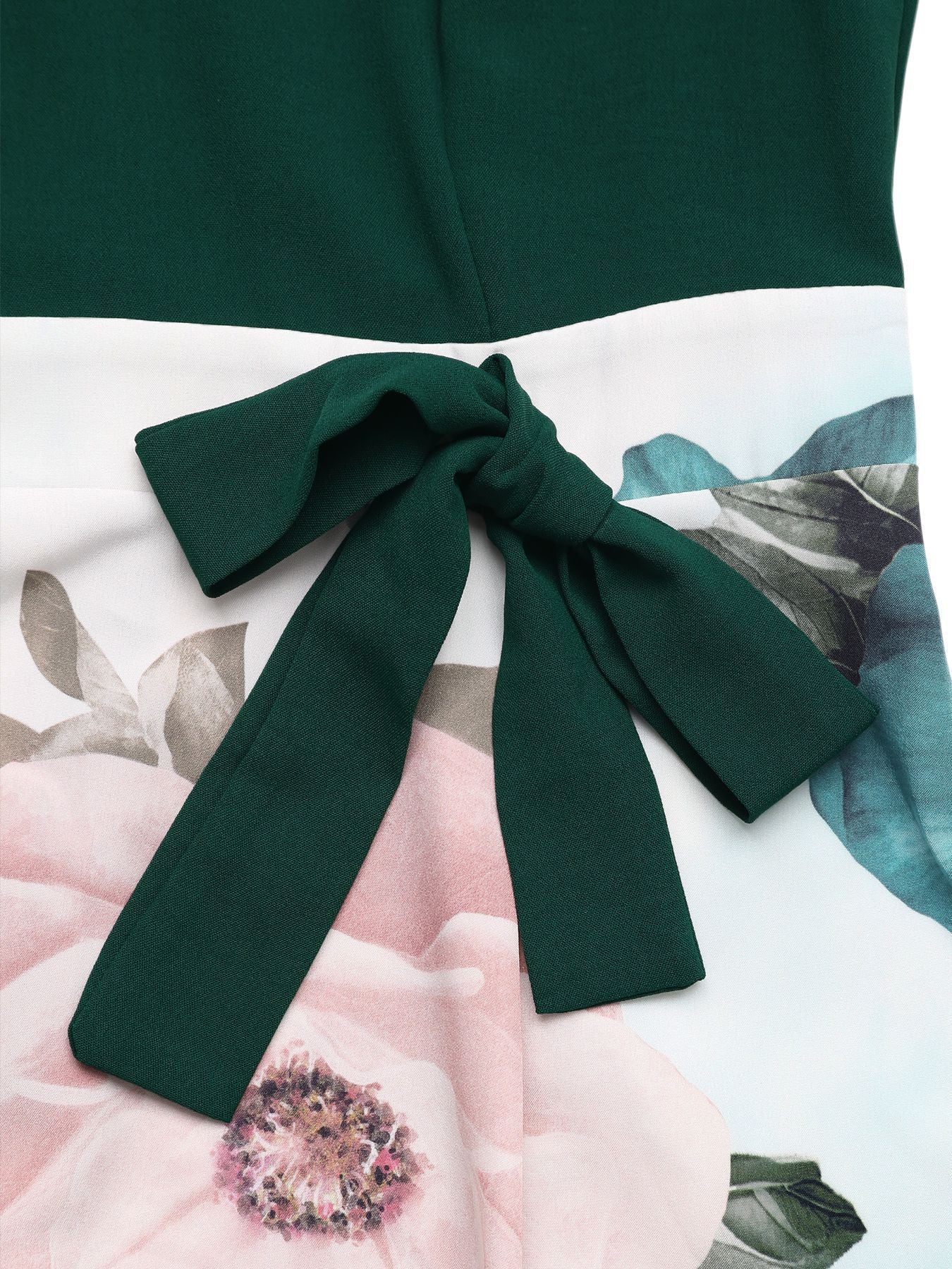 Floral Print Short Sleeve Patchwork Maxi Dress