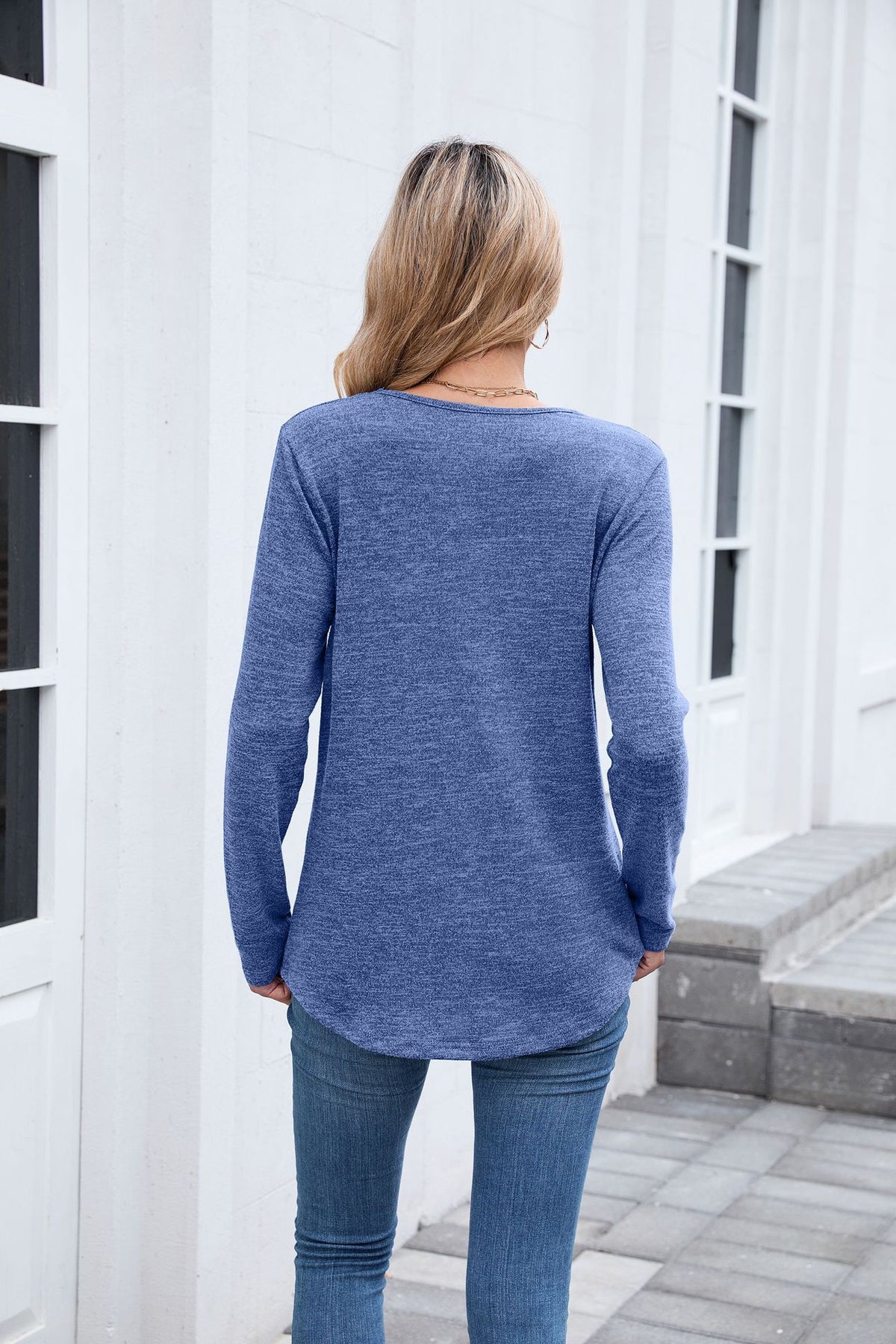 Women's Oversized V-Neck Long Sleeve Tunic Top