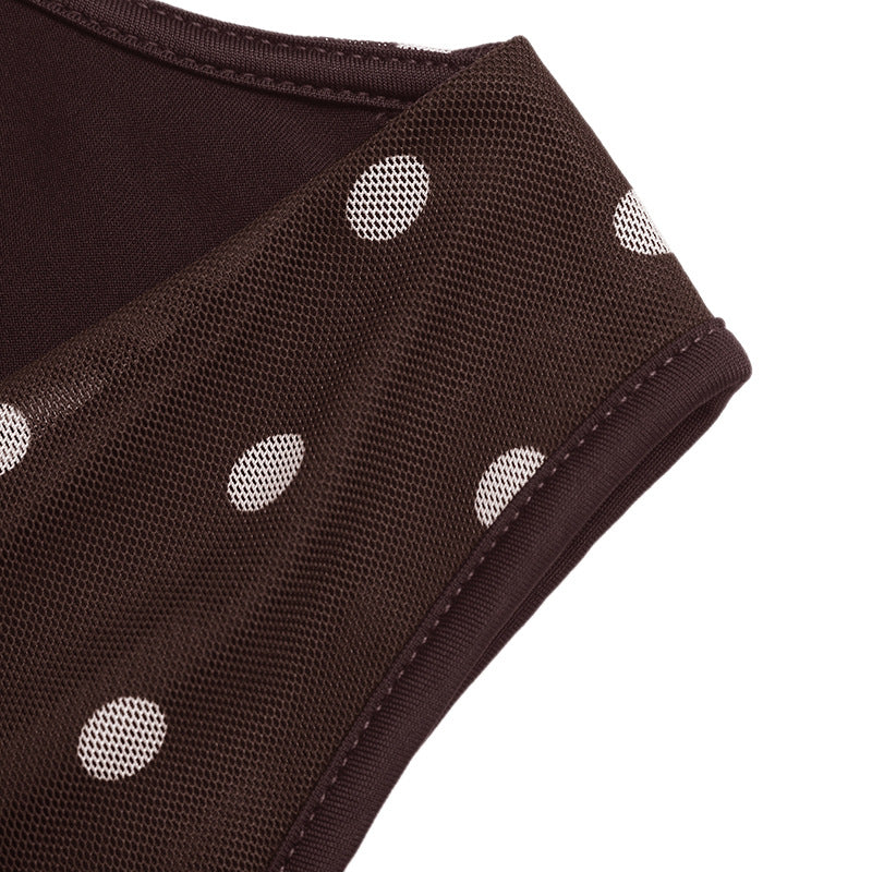 Polka Dot Deep V Neck One-Piece Bodysuit
