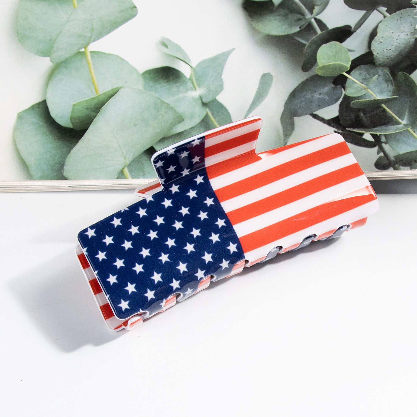 Patriotic American Flag Hair Claw Clip 4th of July Accessory
