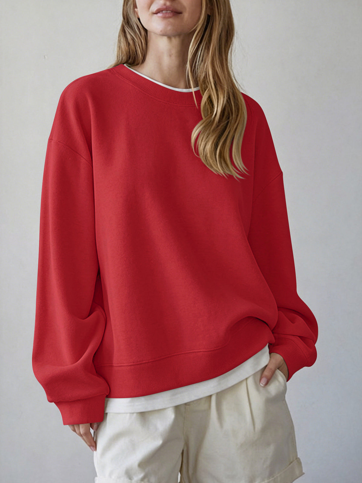 Women's Oversized Color Block Crewneck Sweatshirt
