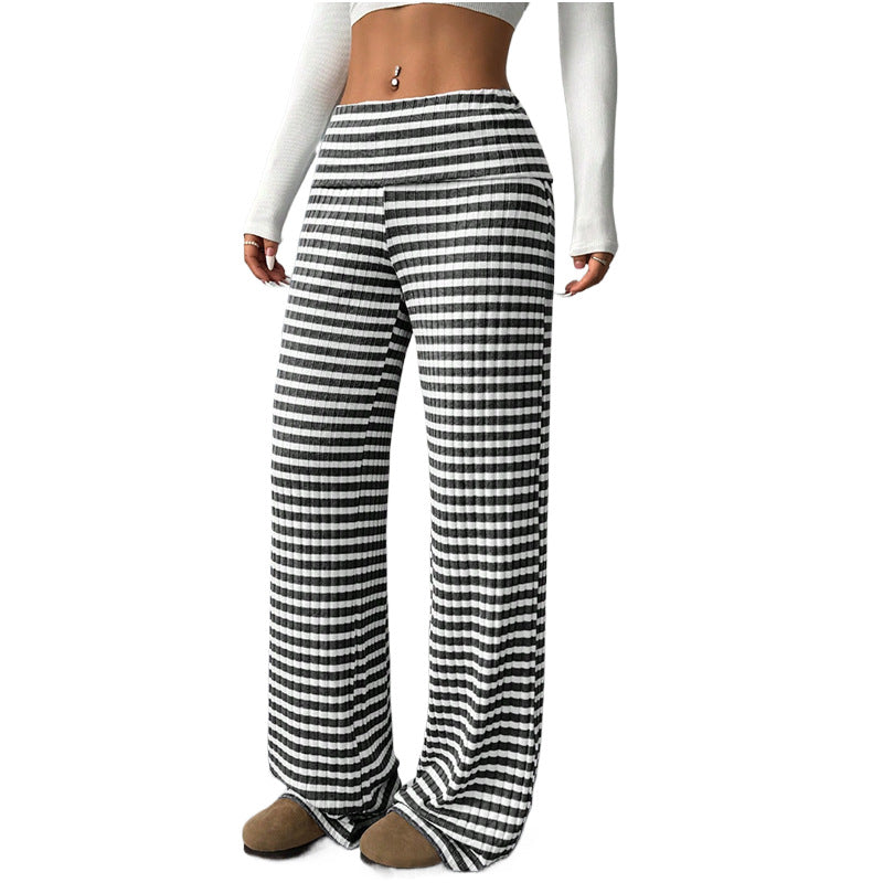 Casual Y2K Striped High-Waist Wide-Leg Lounge Pants