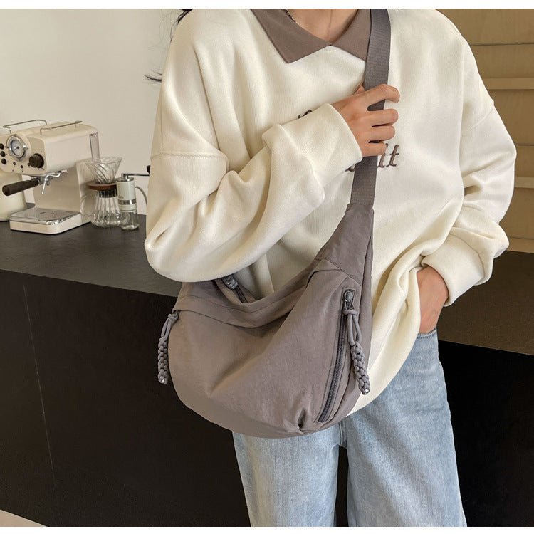 Olive Crossbody Moon Sling Bag Casual Nylon Shoulder Purse