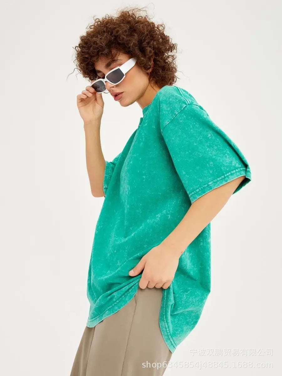 Vintage Washed Cotton Oversized Short Sleeve Tee