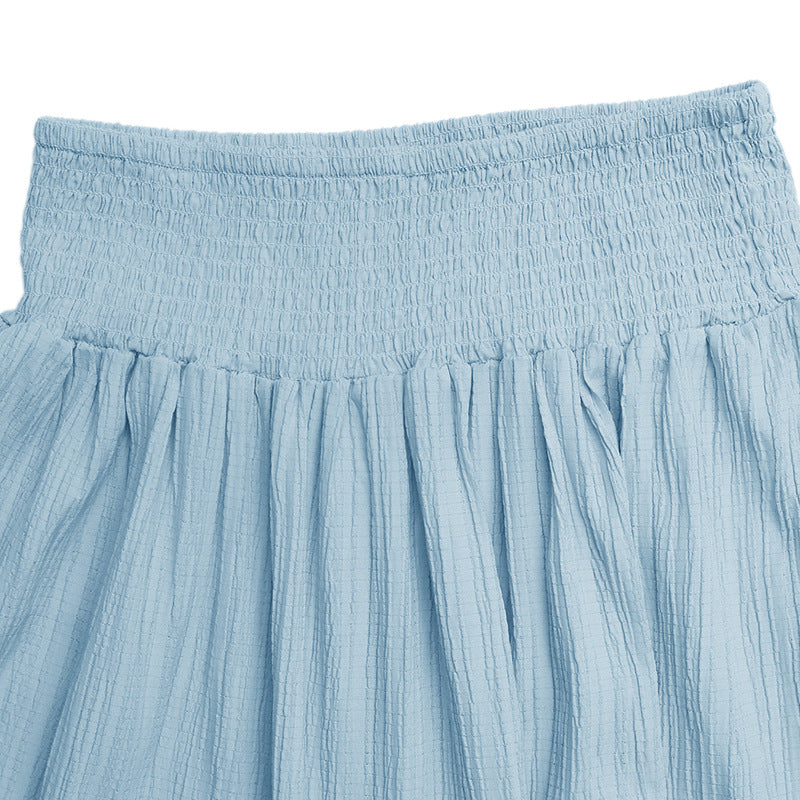Solid Gauze Skirt Boho Smocked Tiered Maxi
