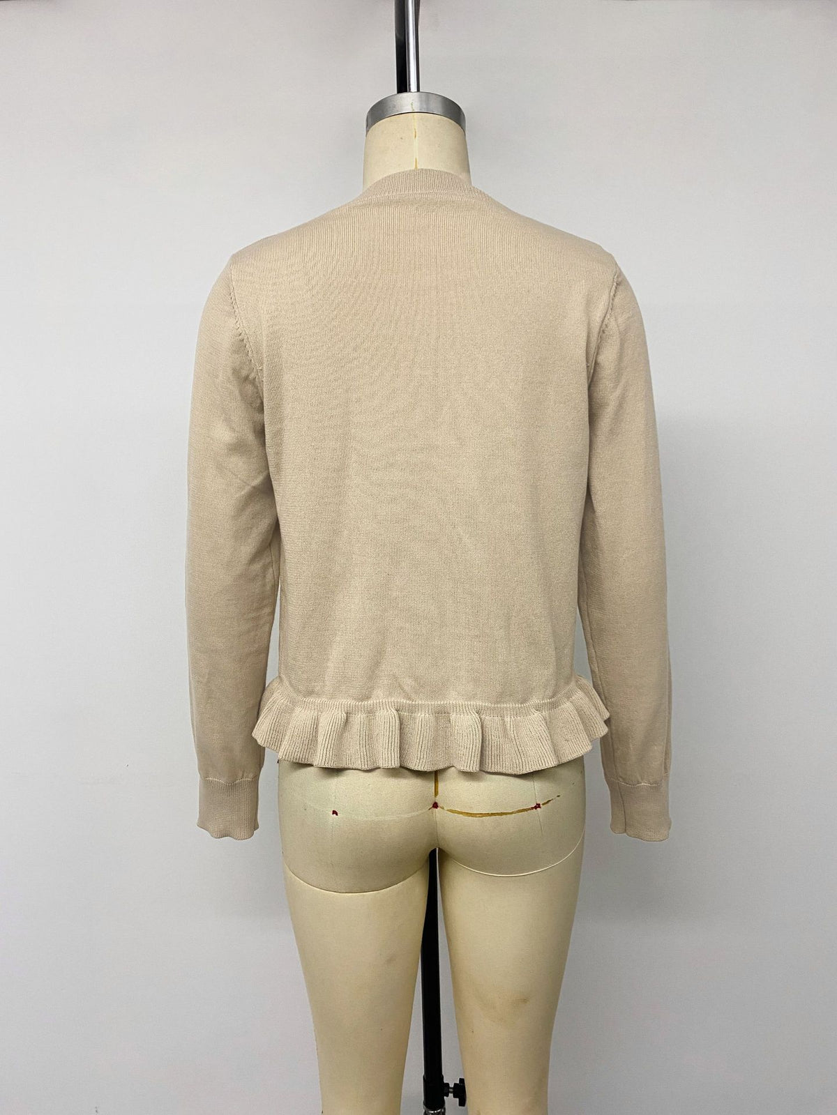 Ruffle Knit Cardigan Button Front Long Sleeve Sweater