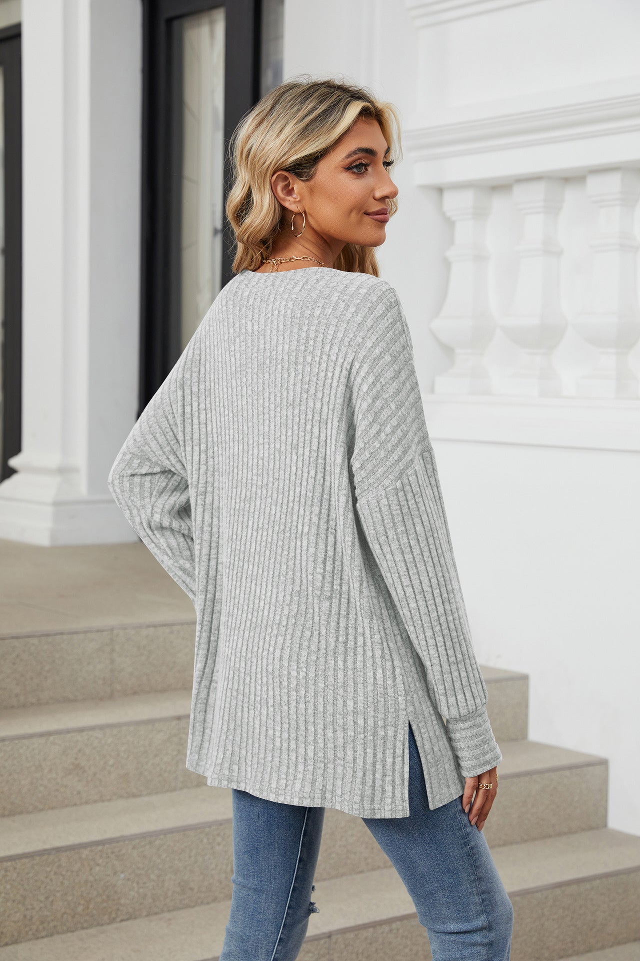 Long Sleeve Loose Crew Neck Pit Strip Grind