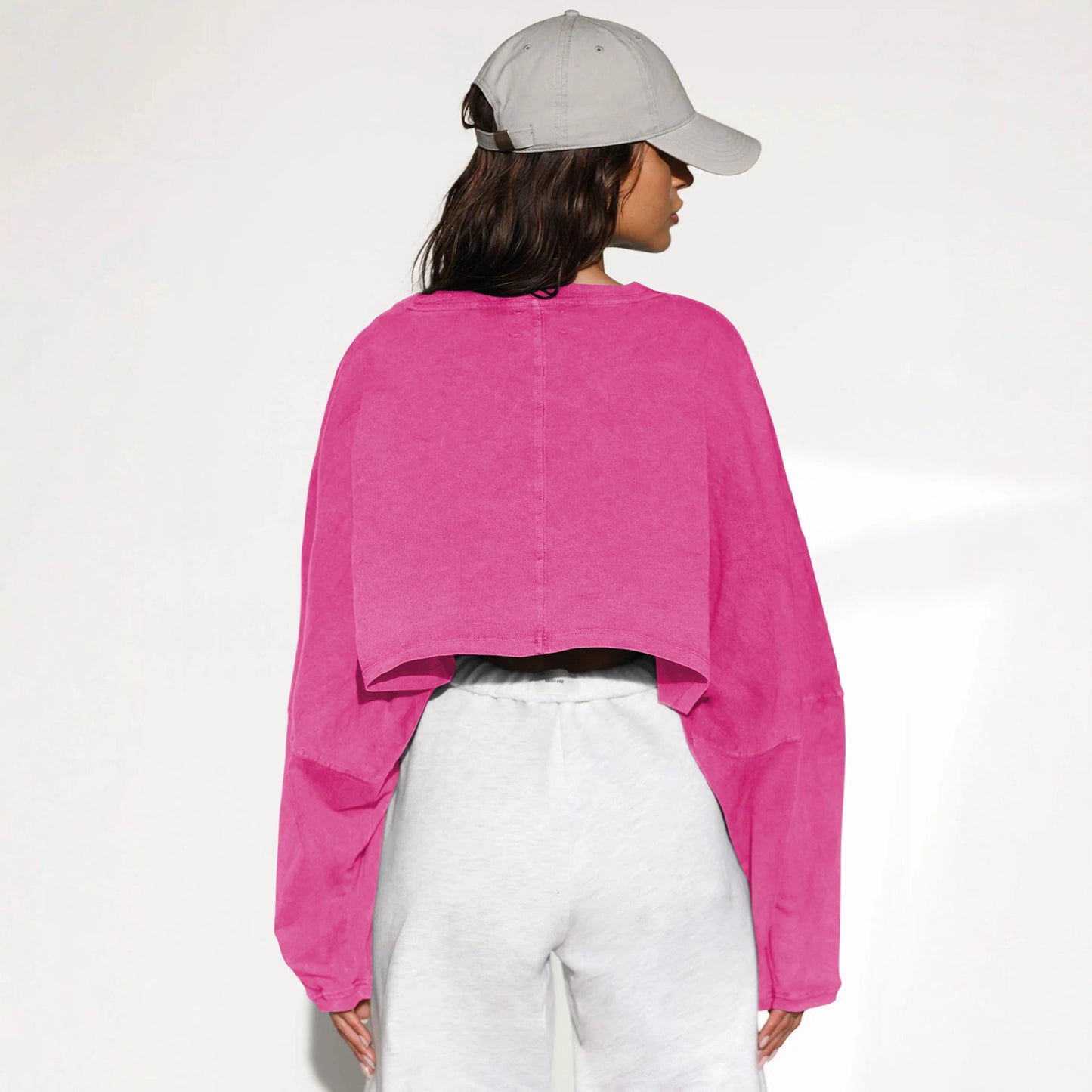 Cropped Crewneck Sweatshirt Women Long Sleeve Crop Top Tee