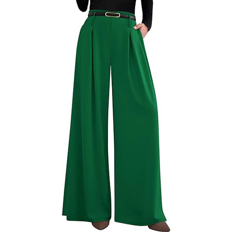 High Waist Wide Leg Flowing Work Trousers for Women