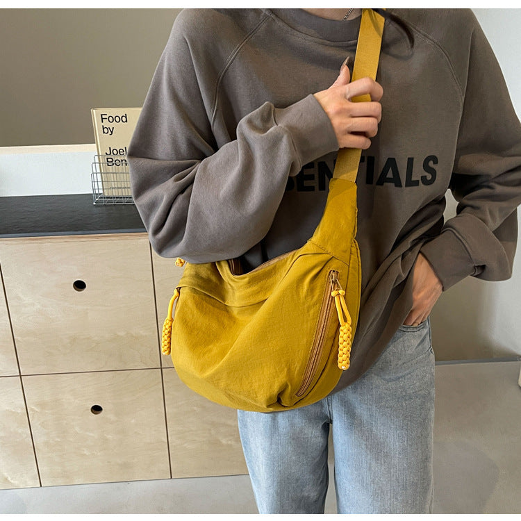 Olive Crossbody Moon Sling Bag Casual Nylon Shoulder Purse