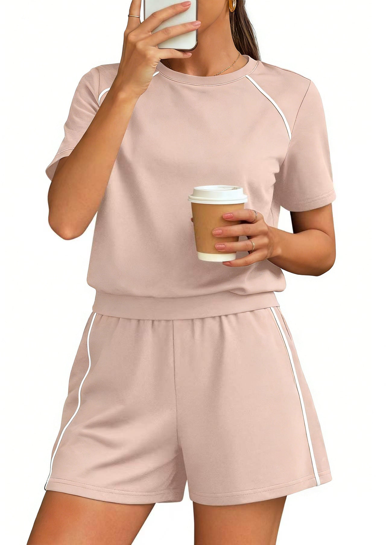 Athleisure Contrast Trim Two Piece Lounge Set