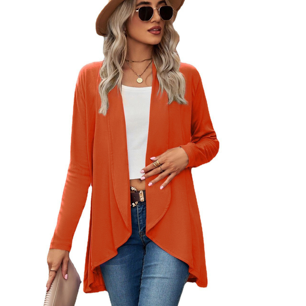Open Front Knit Cardigan Long Sleeve Casual Sweater