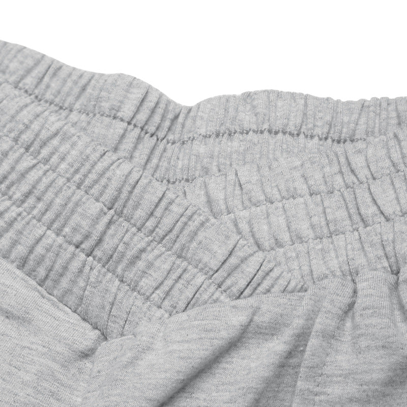 Solid Knit Wide Leg Pants High Waist Athleisure