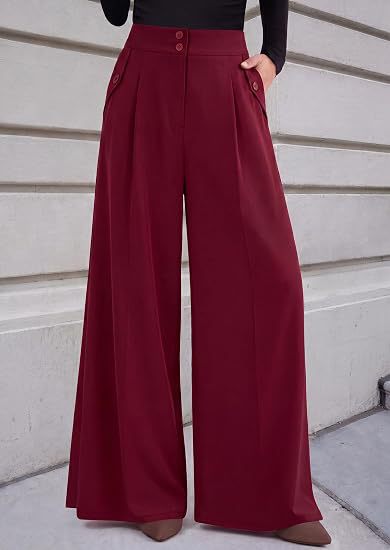 High Waist Wide Leg Dress Pants Business Casual Trousers