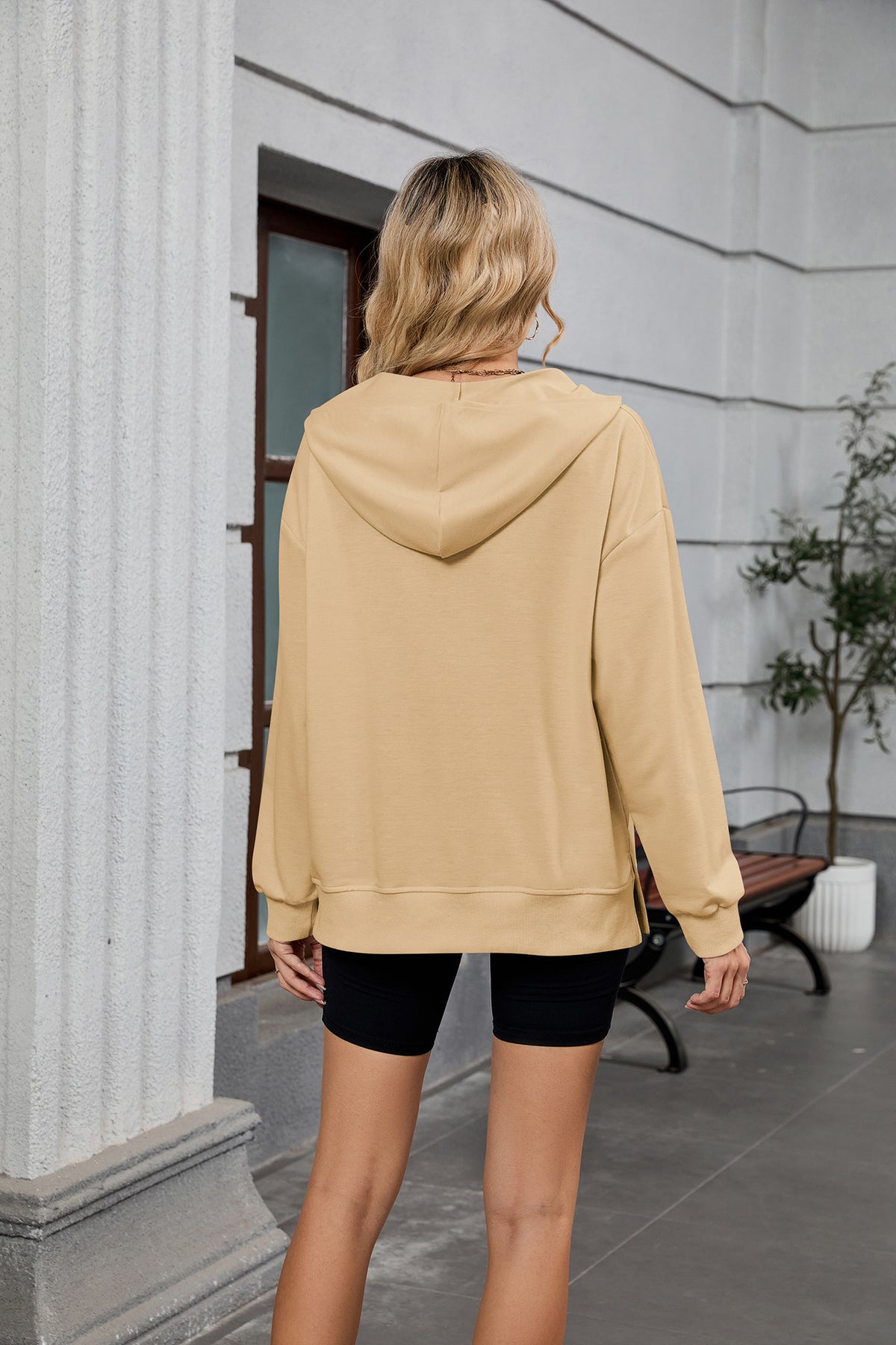 Women's Oversized Half Zip Hoodie Pocket Sweatshirt