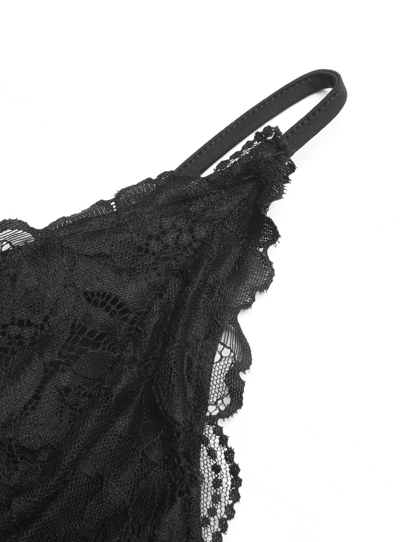 Lace Mesh Bodysuit Sexy V Neck Trendy Cami Top
