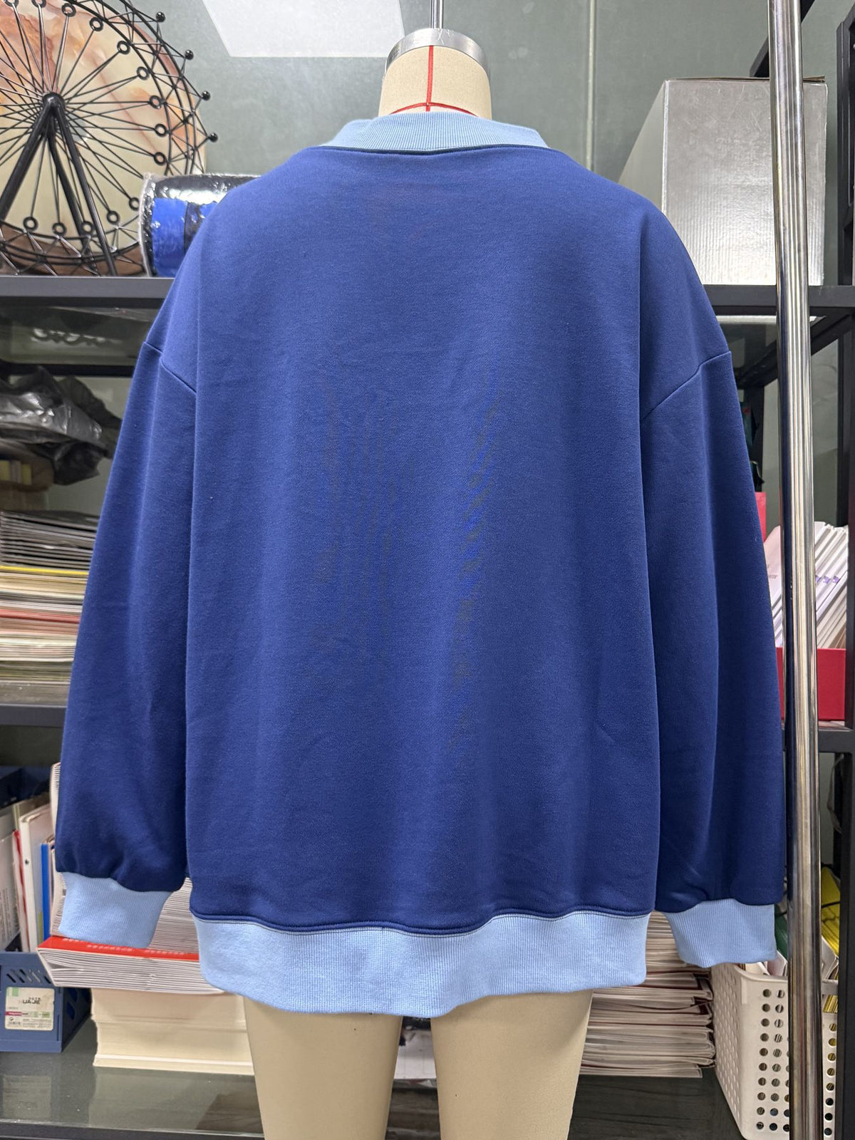 Women's Oversized Color Block Mock Neck Sweatshirt