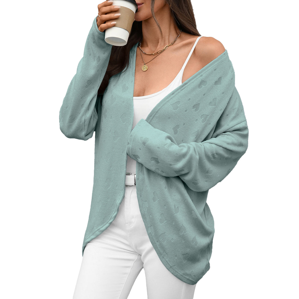 Women's Oversized Open Front Knit Cardigan Sweater